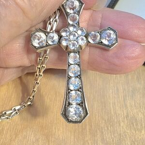 ANTIQUE GEORGIAN STERLING SILVER PASTE CROSS PENDANT